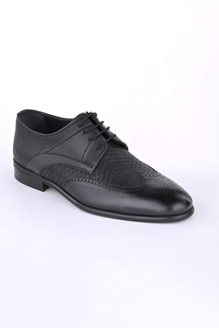 TEXTURED BLACK OXFORD SHOES - Image 4