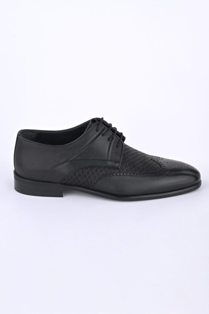 TEXTURED BLACK OXFORD SHOES - Image 3