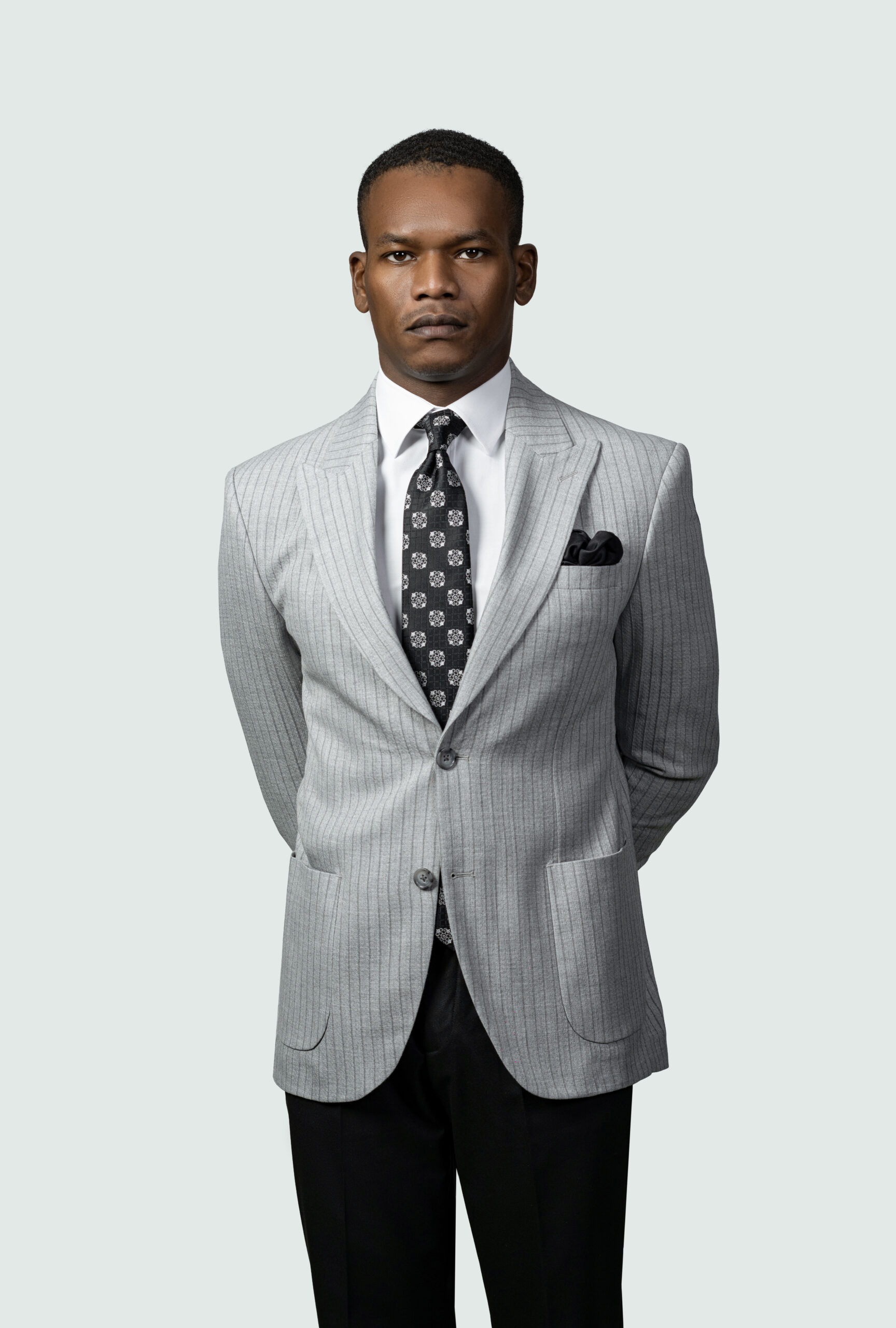 DSC01579E11 STRIPED GRAY CASUAL BLAZER - Image 1