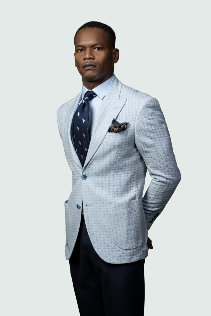 LIGHT BLUE PATTERNED FABRIC CASUAL BLAZER - Image 5
