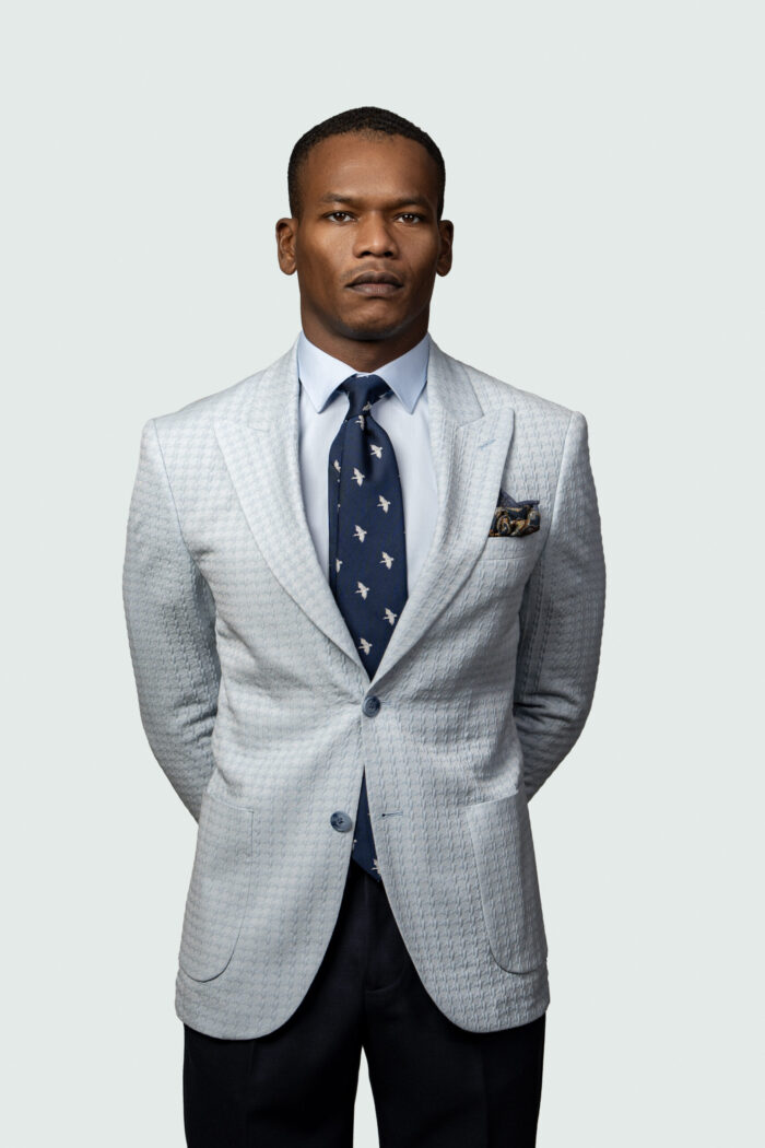 LIGHT BLUE PATTERNED FABRIC CASUAL BLAZER - Image 2