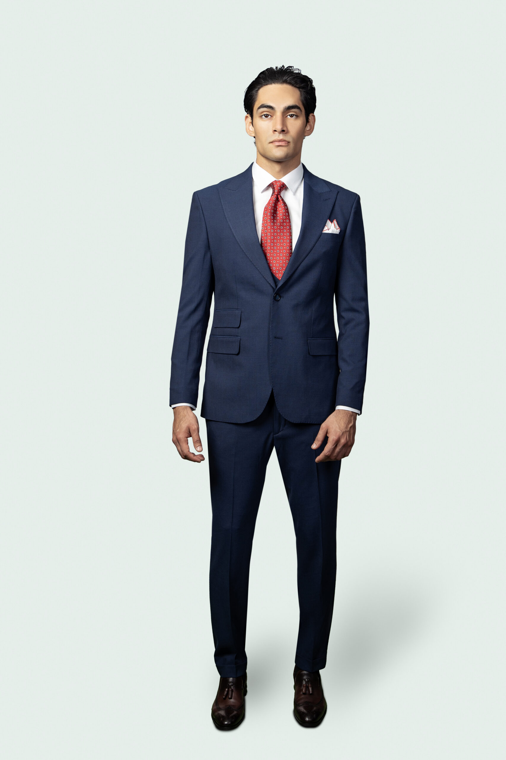 DSC01695E1 CLASSIC CHECKED NAVY SUIT - Image 1
