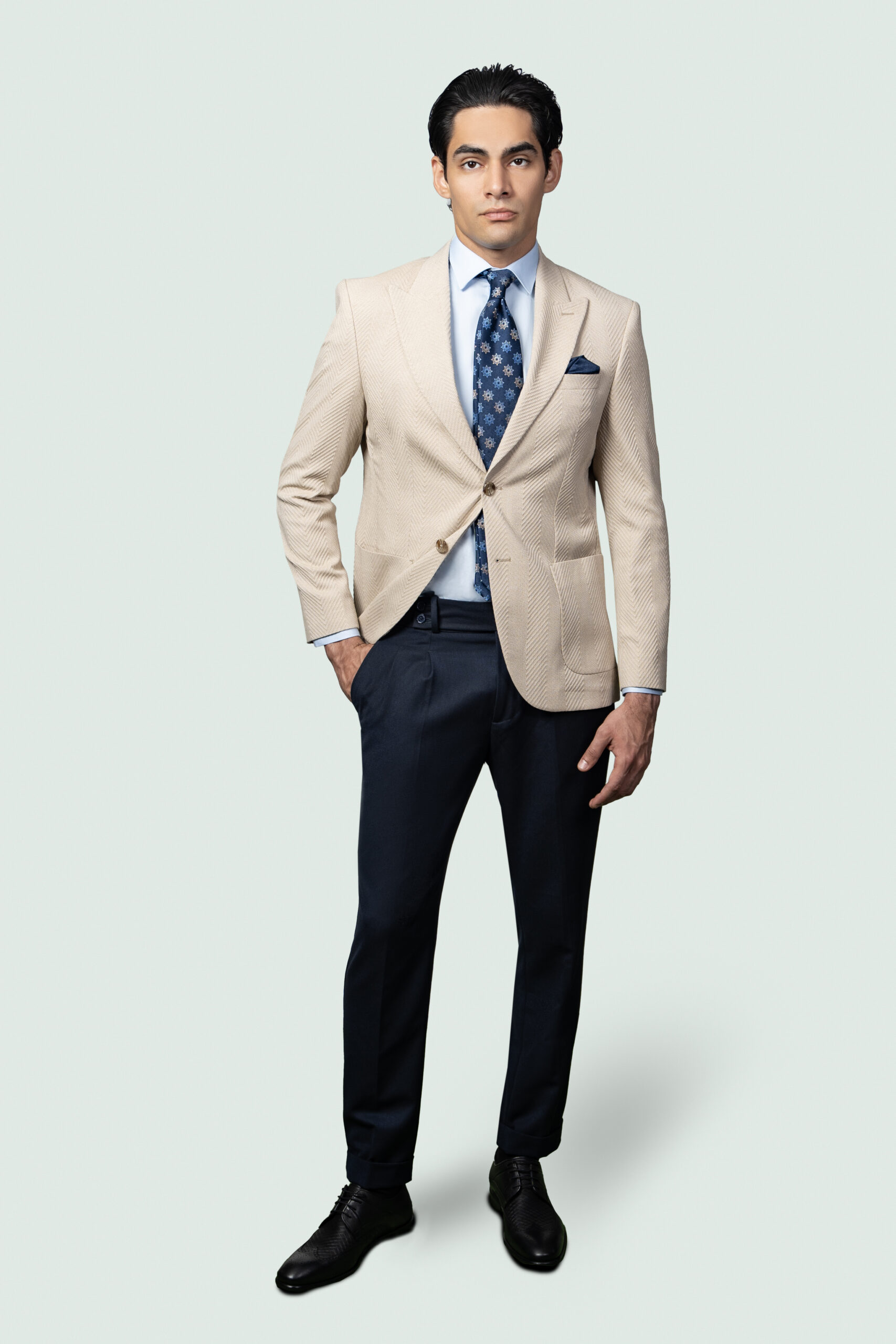 DSC01738E1 HERRINGBONE BLAZER WITH PATCH POCKETS - Image 1