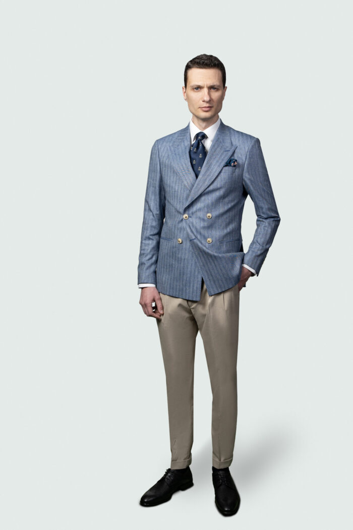 DOUBLE-BREASTED LINEN BLAZER 4 BUTTON - Image 7