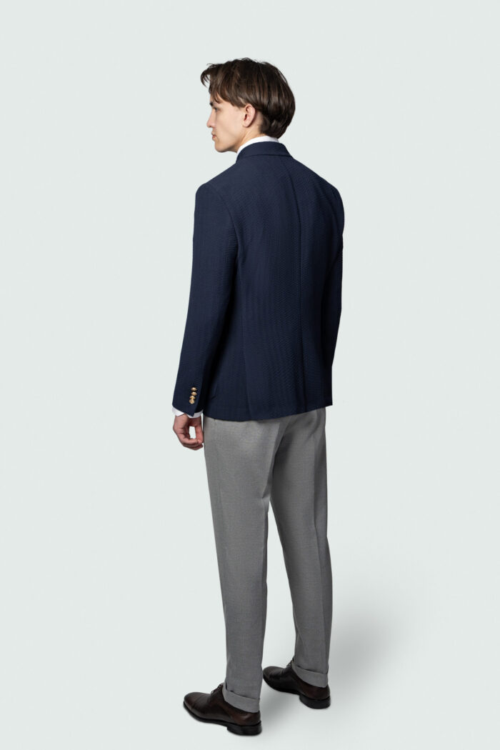 DOUBLE BREASTED NAVY STRETCH BLAZER - Image 3