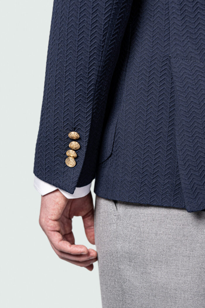 DOUBLE BREASTED NAVY STRETCH BLAZER - Image 4