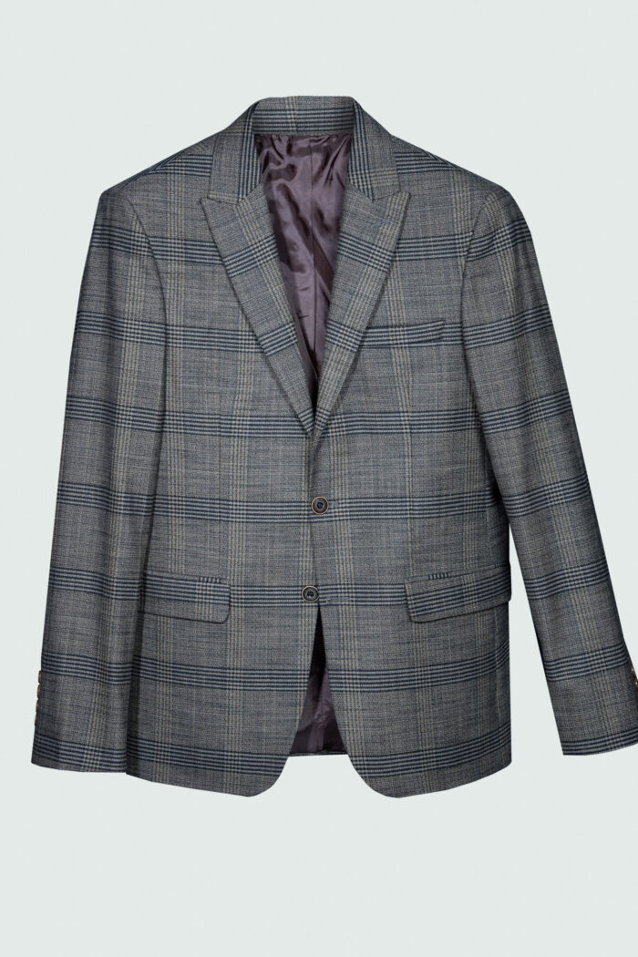 dark-gray-casual-checkered-blazer