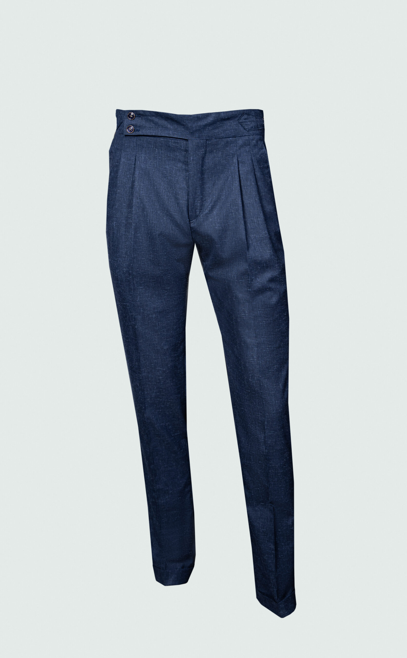 DSC06565E1 G.I.G_FASHION DARK NAVY WOOL HIGH-WAIST PANTS - Image 1