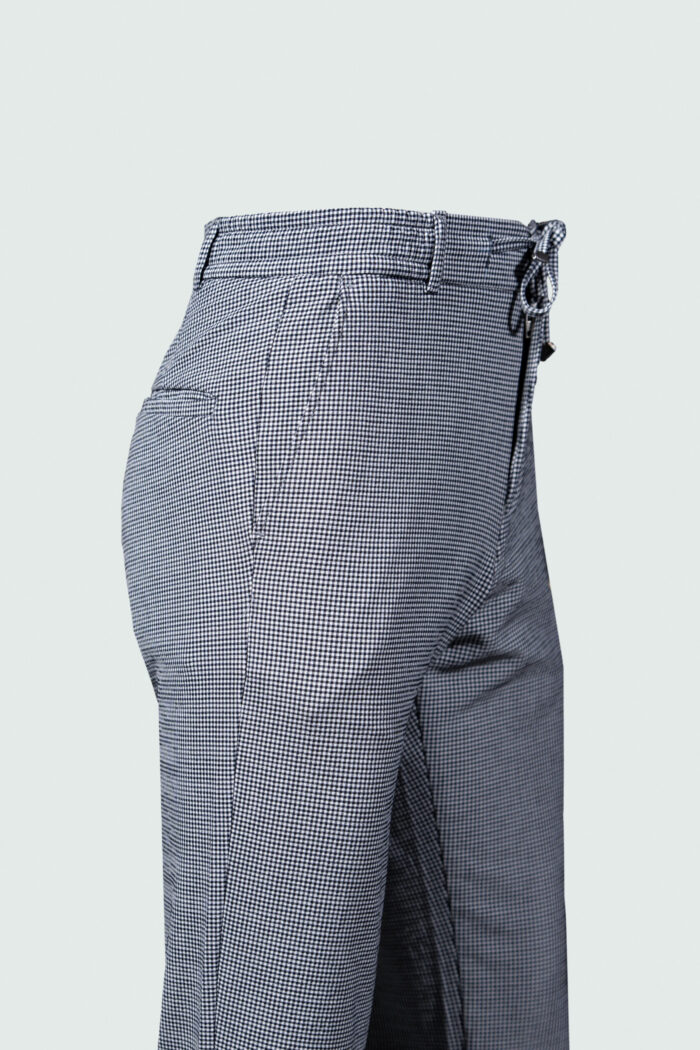BLACK MICRO CHECK PATTERN FABRIC PANTS - Image 3