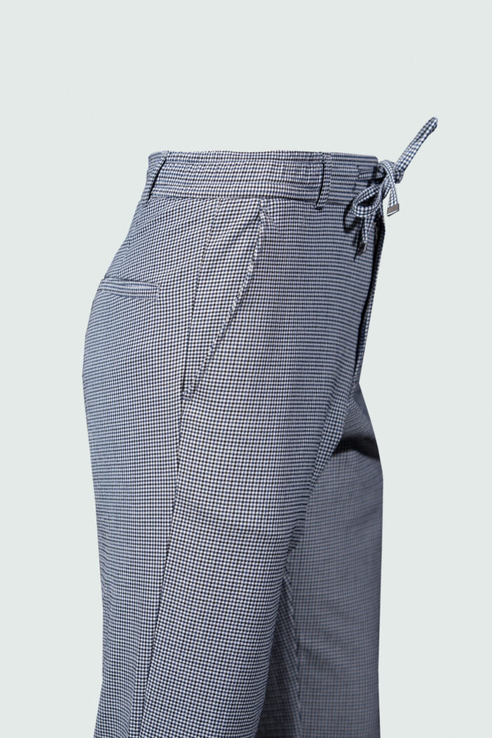 NAVY MICRO CHECK PATTERN FABRIC PANTS - Image 3