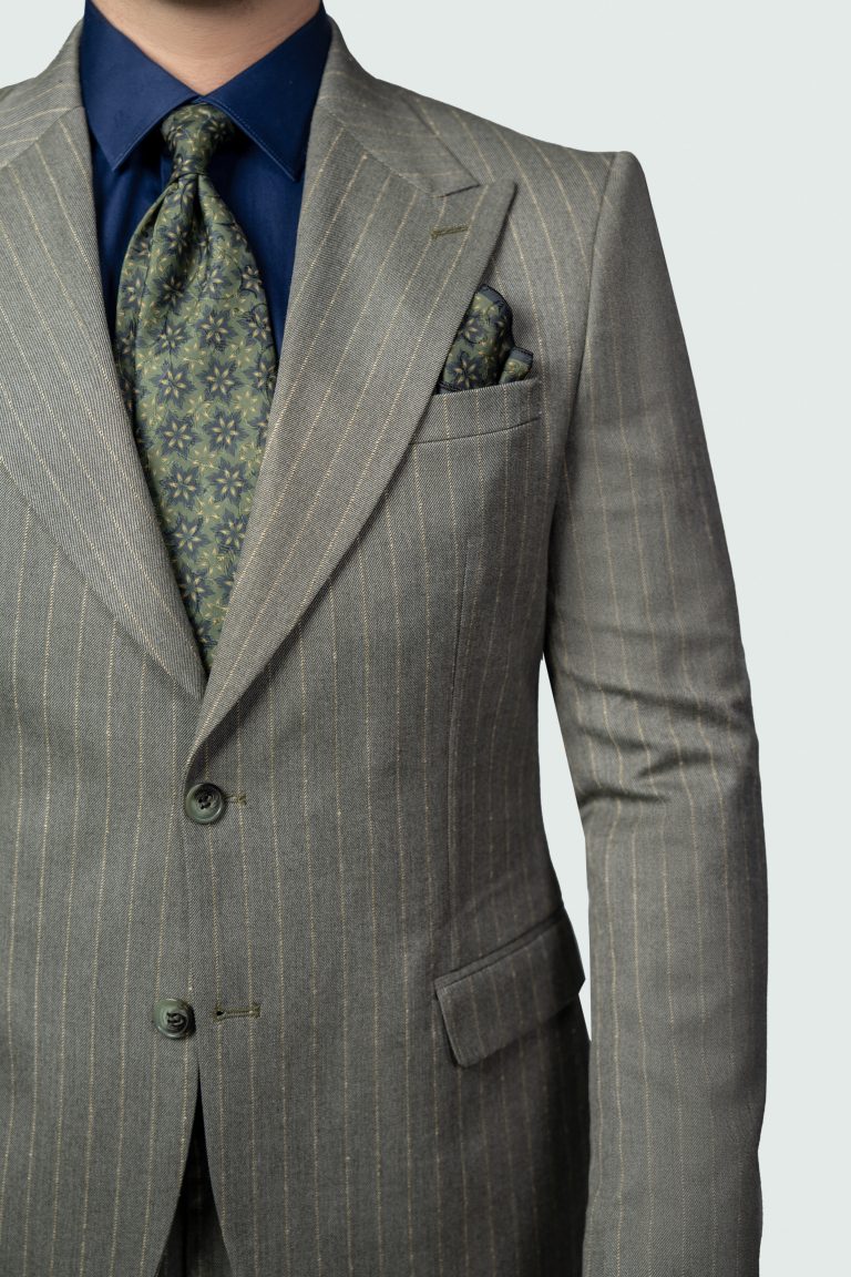 Sage Green Pinstripe Suit - Image 3