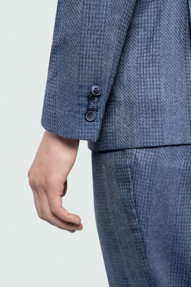 Double-Breasted Textured Navy Suit - Image 6
