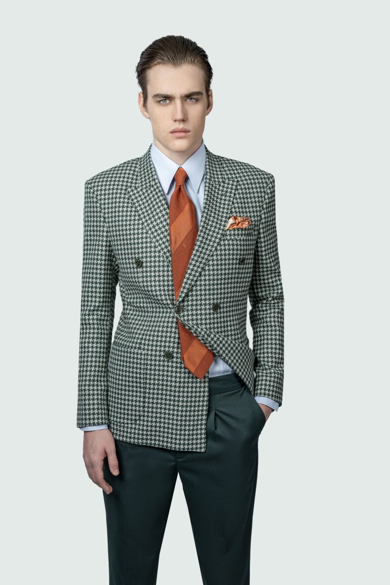 Green Houndstooth Wool Blazer - Image 2