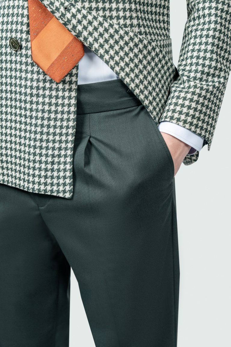 Green Houndstooth Wool Blazer - Image 3