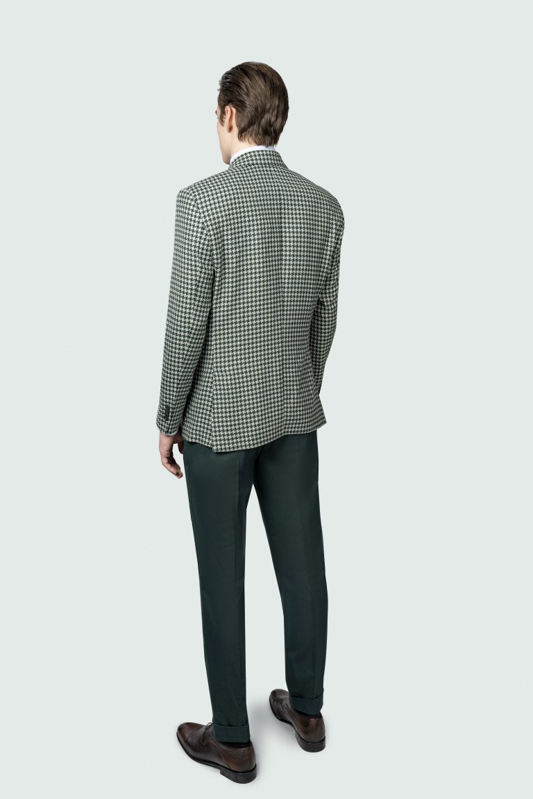 Green Houndstooth Wool Blazer - Image 4