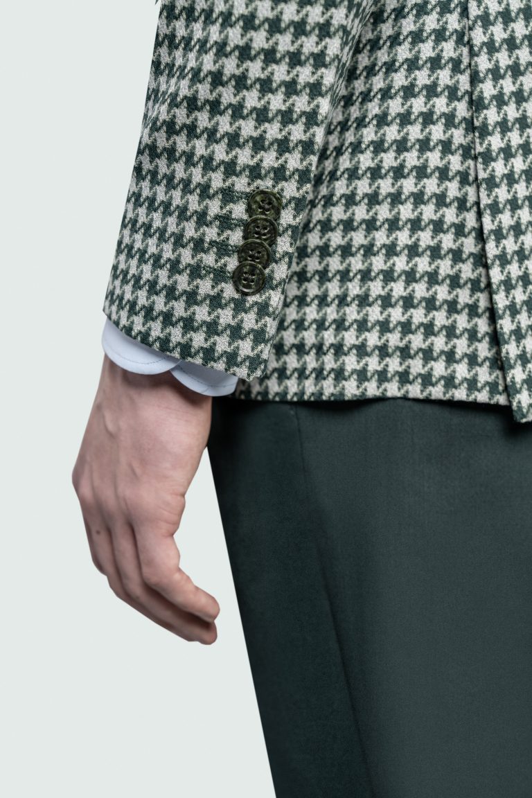 Green Houndstooth Wool Blazer - Image 6