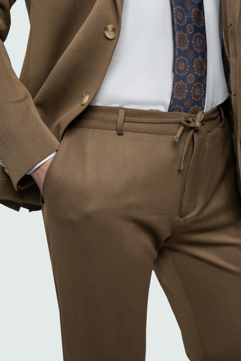 Brown Stretch suit with Drawstring Pants - Image 8