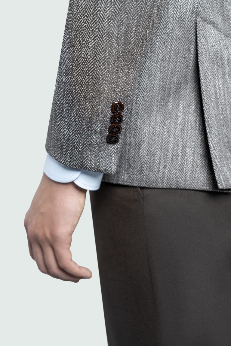 Brown Herringbone Wool Blend Blazer - Image 6