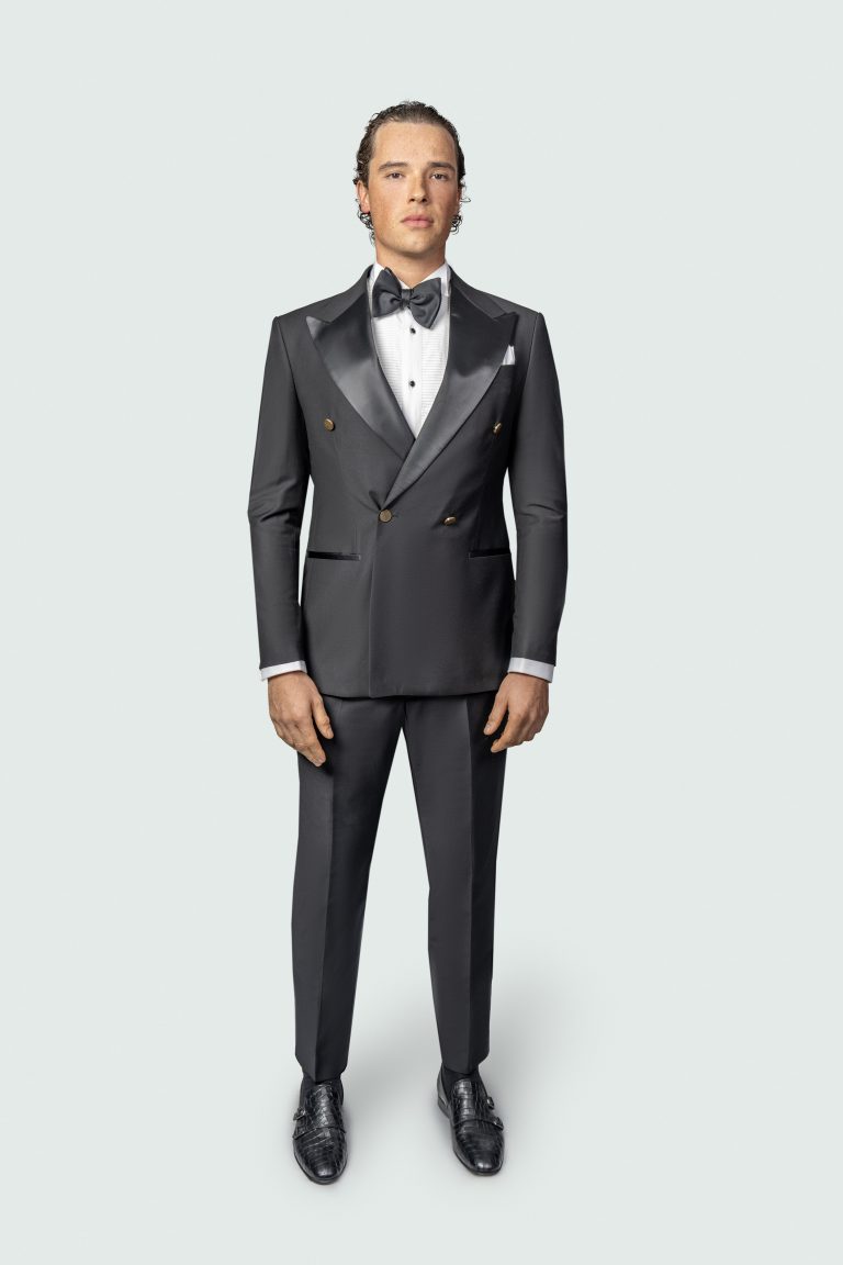 Black Double_Breasted Tuxedo 4 Gold Buttons