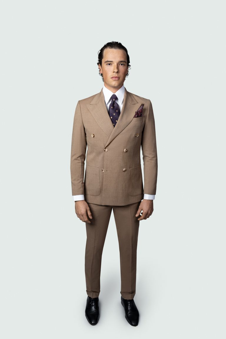 Camel Beige Double-Breasted Suit