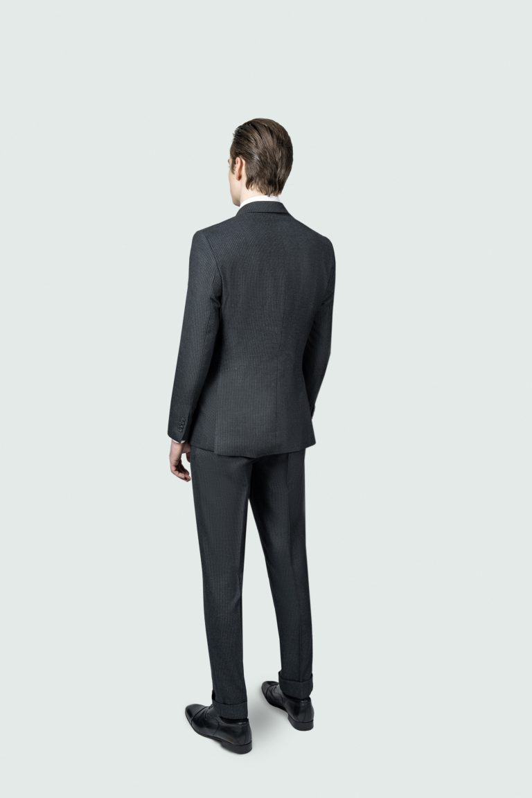 Black Fine Twill Wool Blend Suit - Image 4