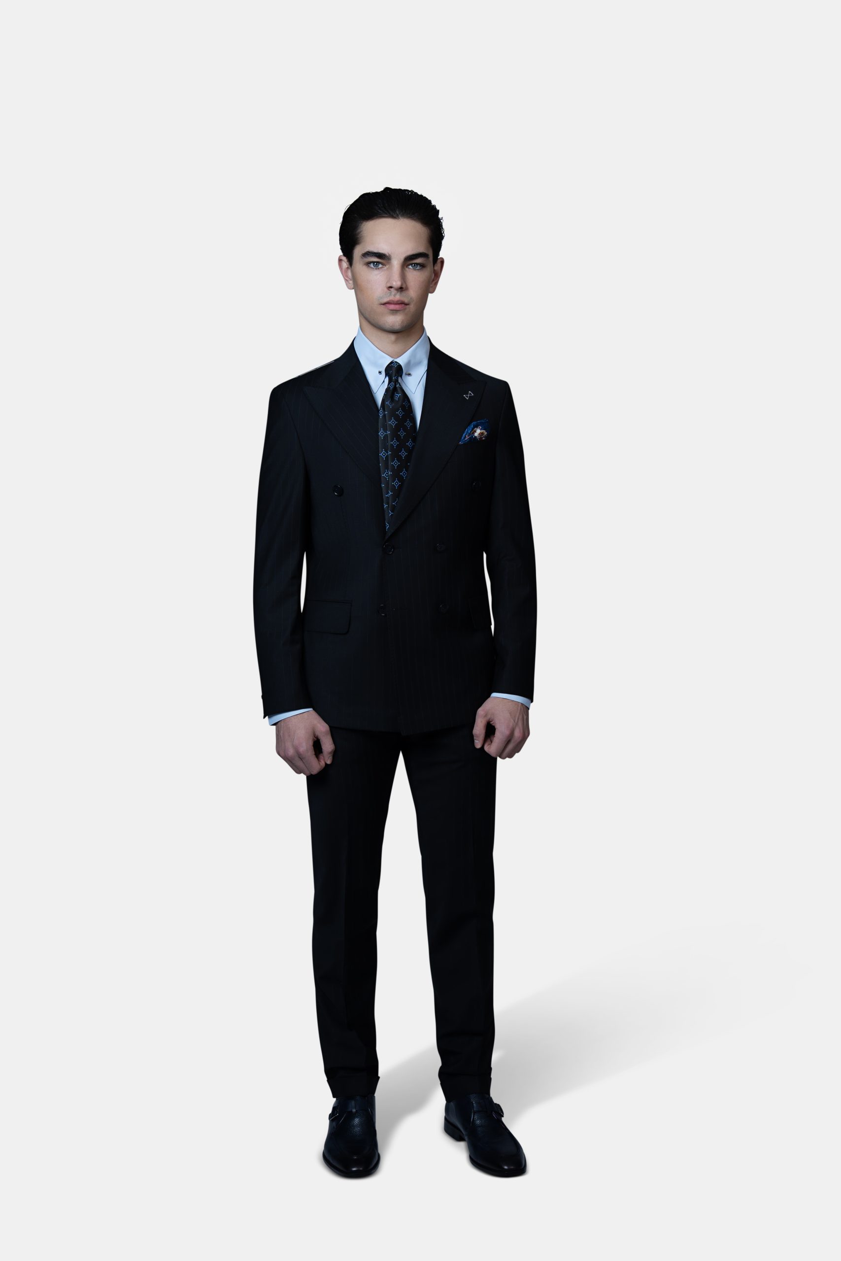 DSC01113 Black Pinstrip Double_Breasted Suit - Image 1