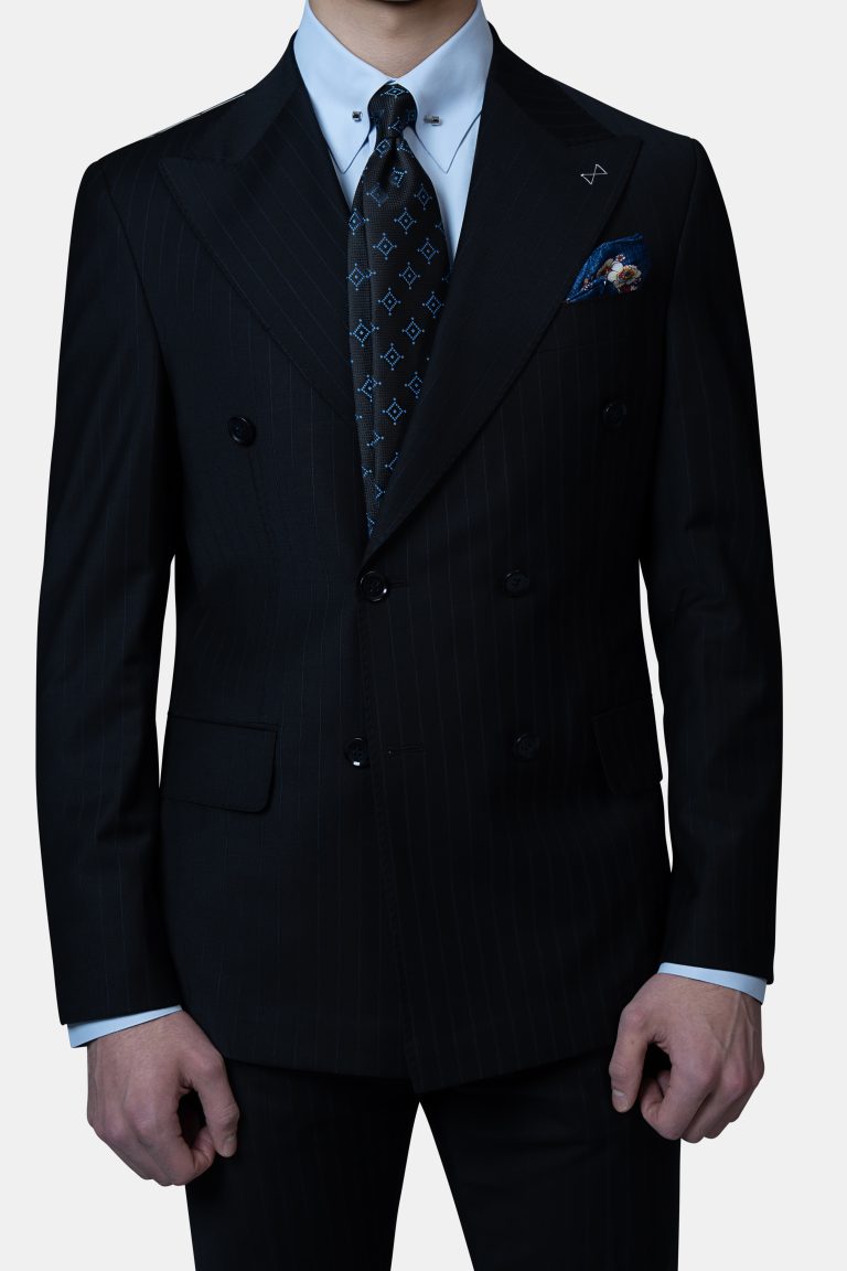 Black Pinstrip Double_Breasted Suit - Image 6