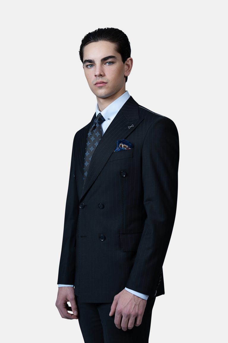 Black Pinstrip Double_Breasted Suit - Image 2