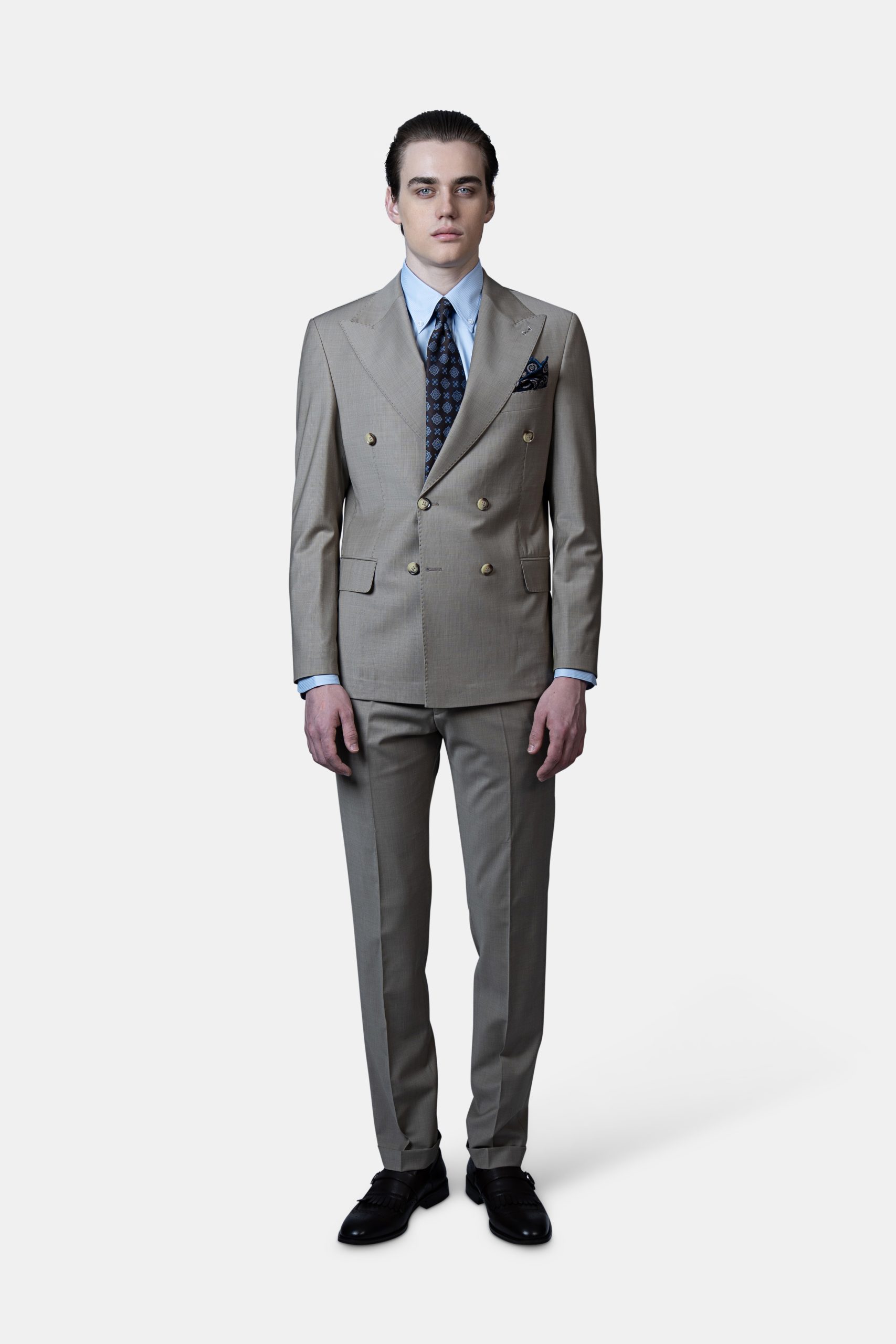 DSC01394 Beige Wool Double_Breasted Suit - Image 1
