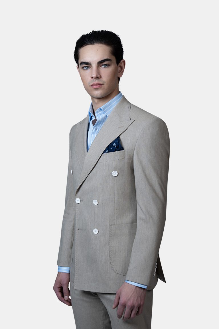 Beige Double_Breasted Suit - Image 2