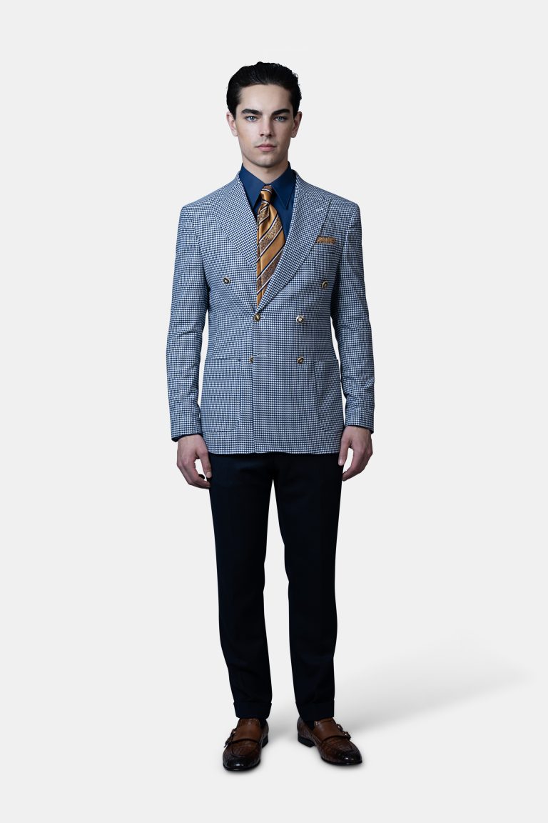 Luxury Double_Breasted Houndstooth Blazer