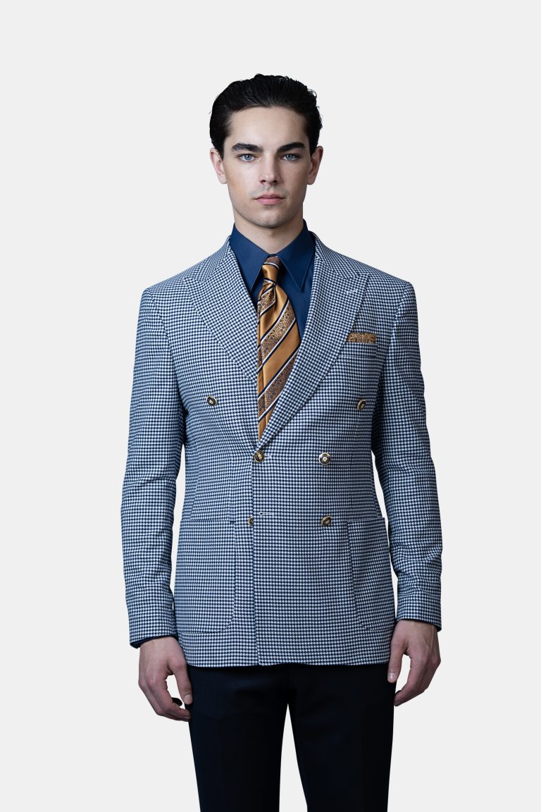 Luxury Double_Breasted Houndstooth Blazer - Image 2