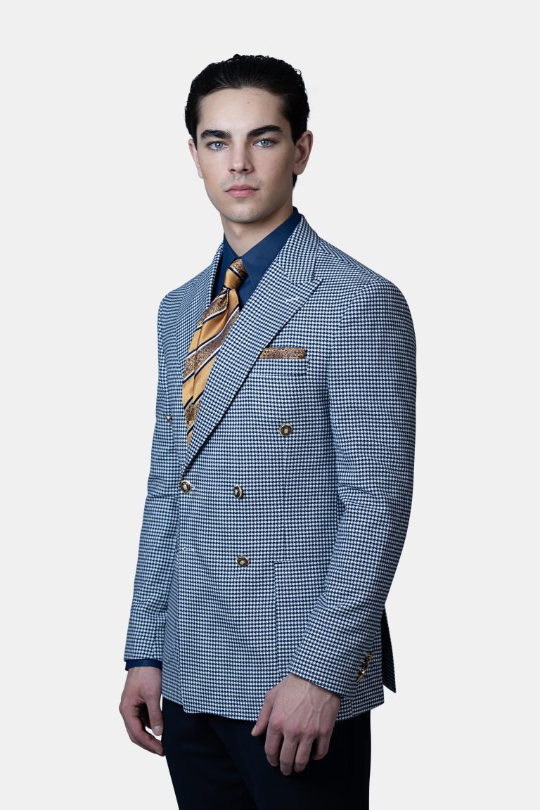 Luxury Double_Breasted Houndstooth Blazer - Image 4