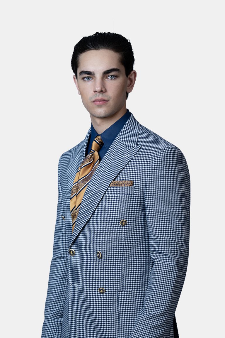 Luxury Double_Breasted Houndstooth Blazer - Image 5