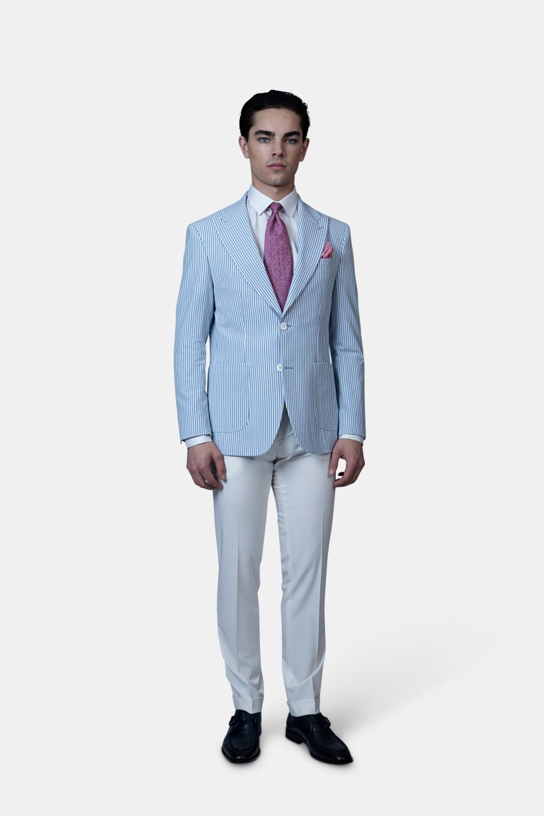 Unlined Seersucker Stripe Blazer