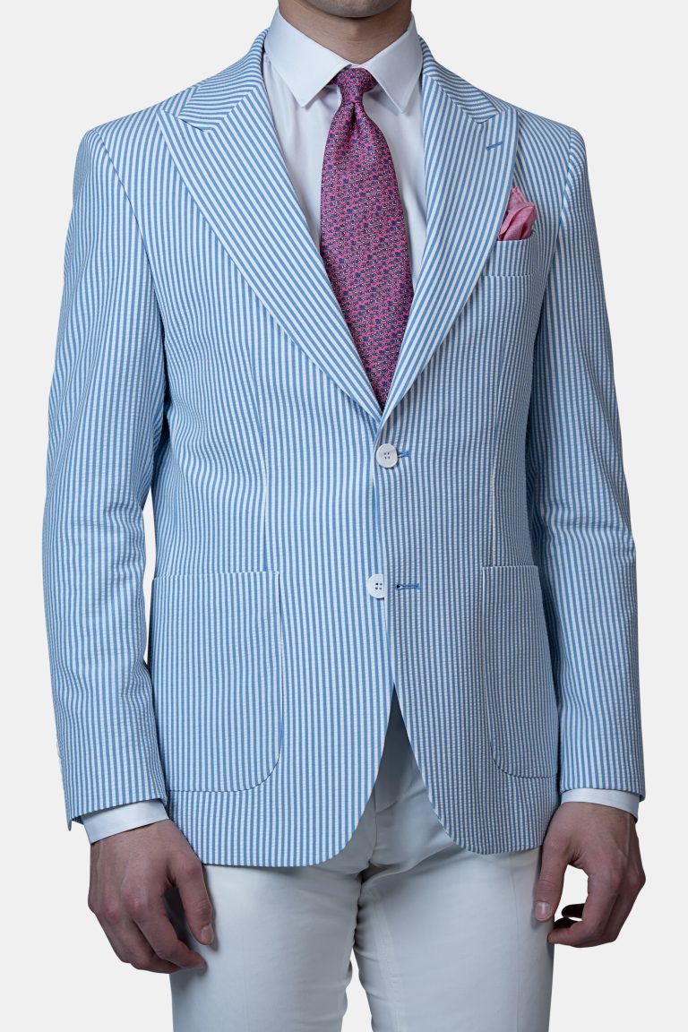 Unlined Seersucker Stripe Blazer - Image 5