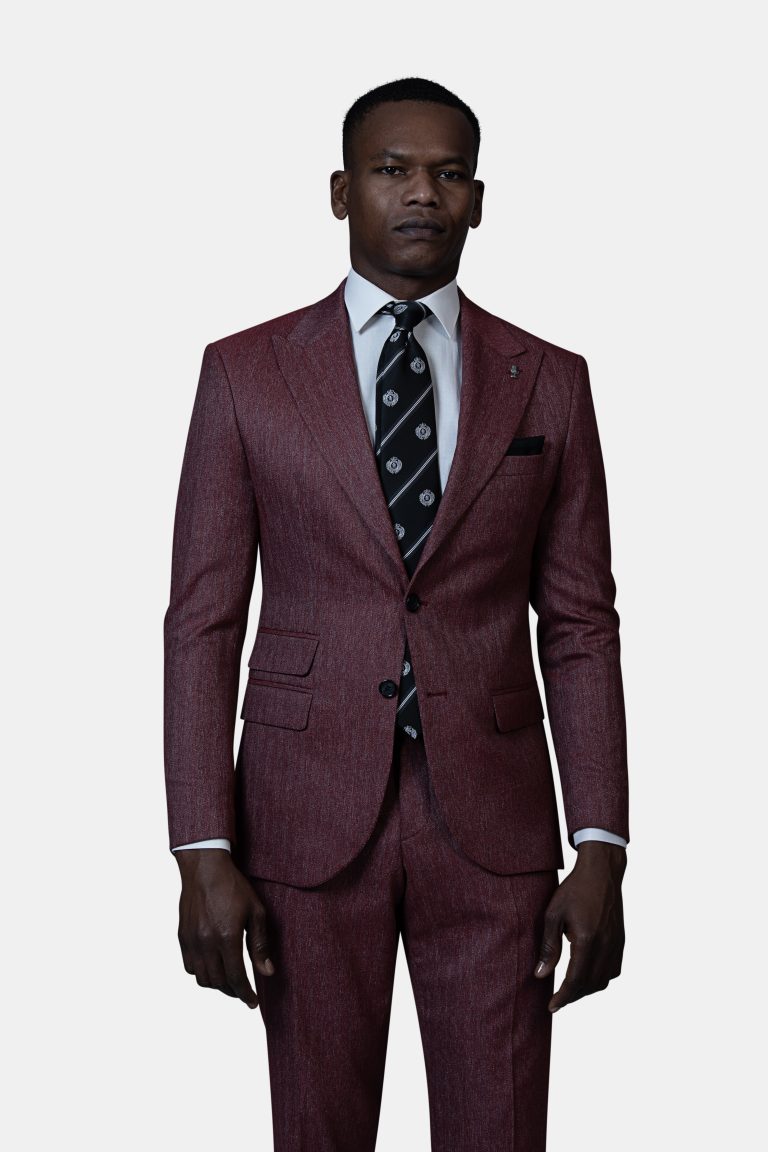 Burgundy Herringbone Suit
