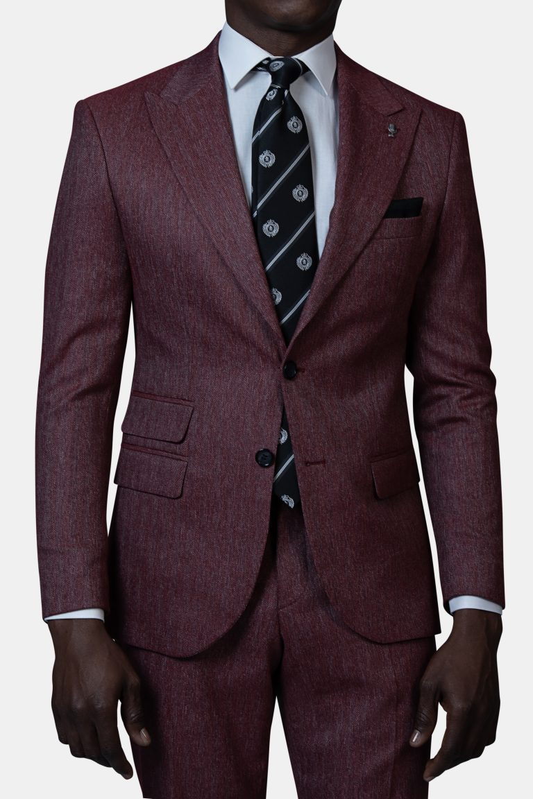 Burgundy Herringbone Suit - Image 2