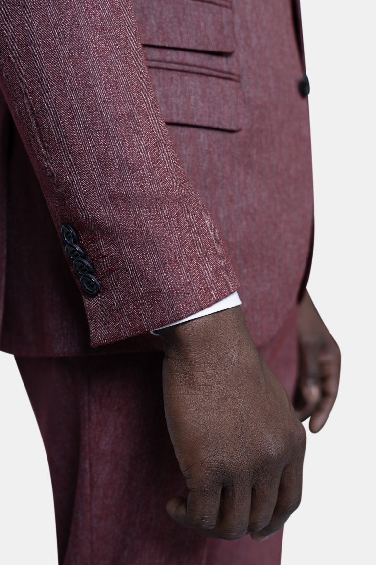 Burgundy Herringbone Suit - Image 3