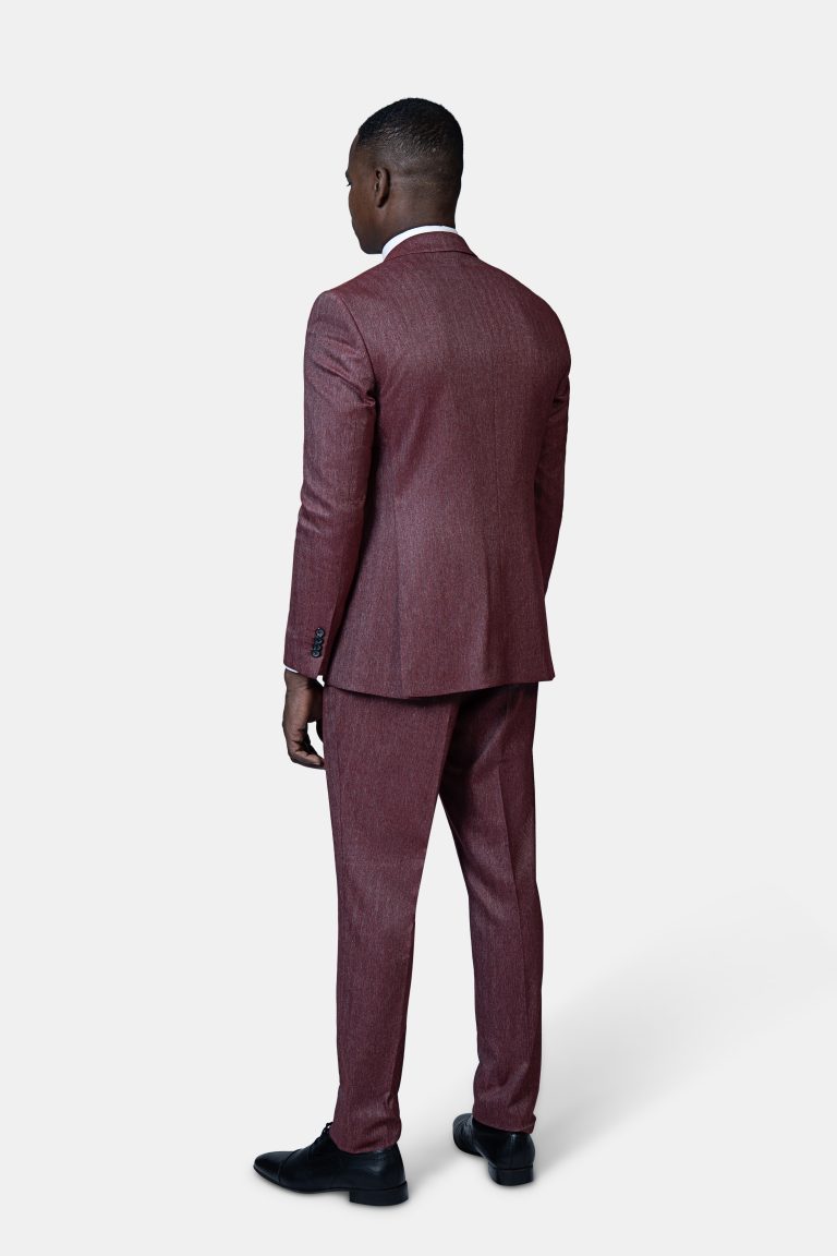 Burgundy Herringbone Suit - Image 4