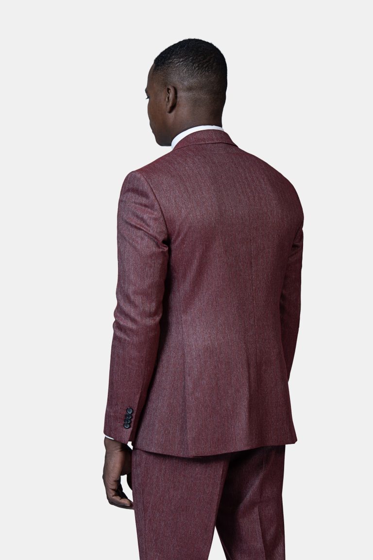 Burgundy Herringbone Suit - Image 5