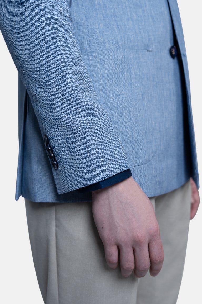 Light Blue Linen Double_Breasted Unlined Blazer - Image 3