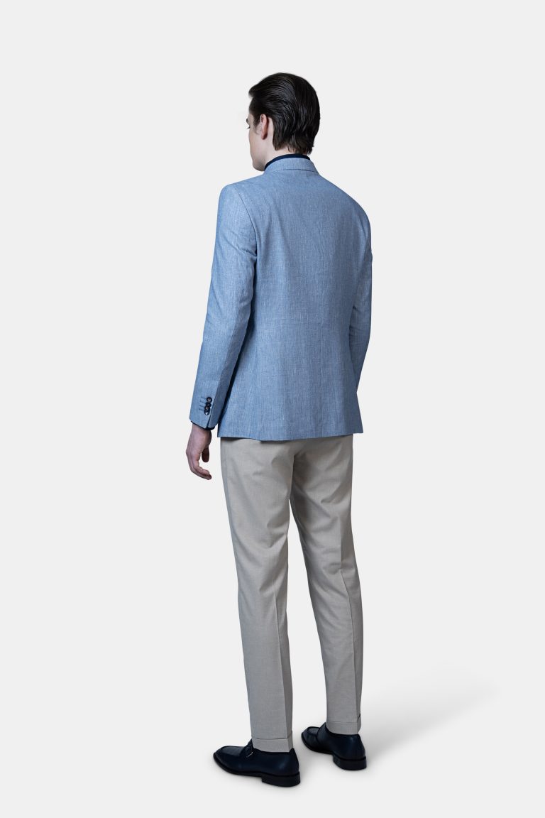 Light Blue Linen Double_Breasted Unlined Blazer - Image 4