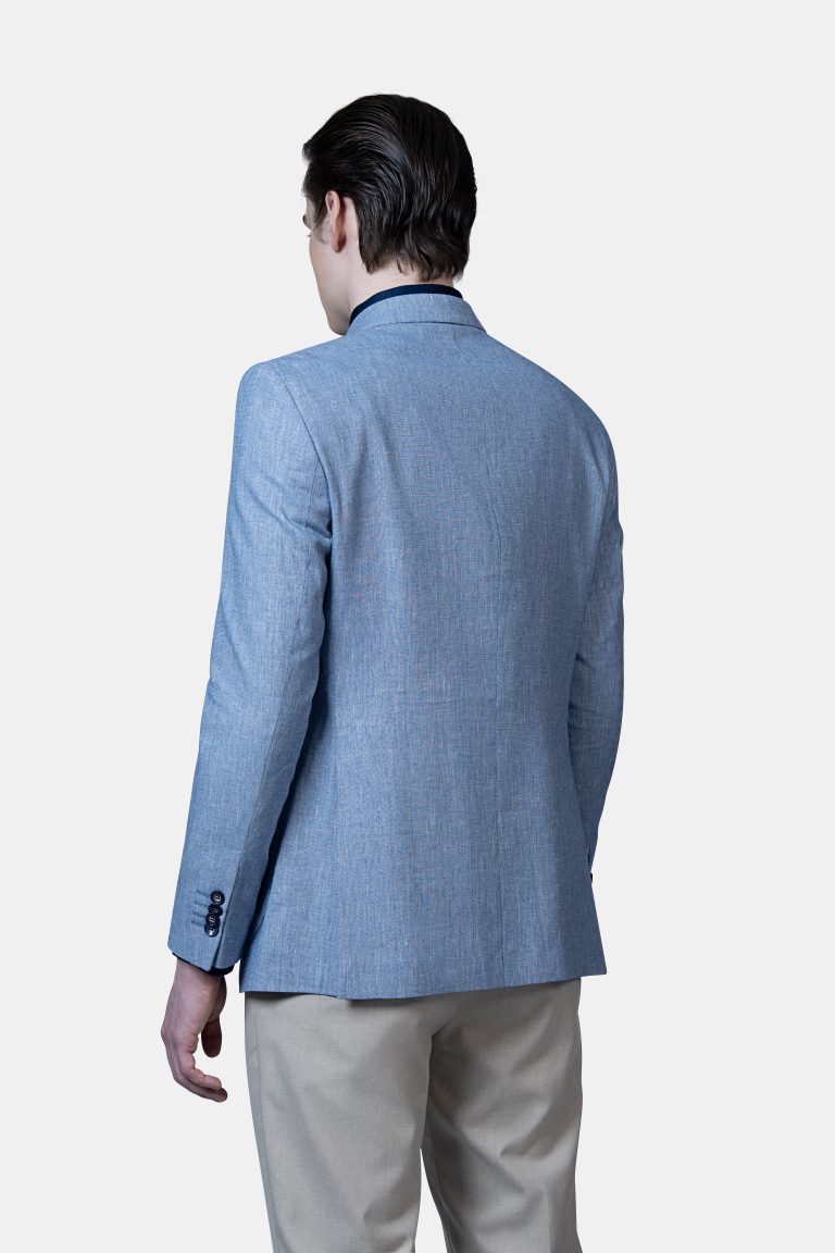 Light Blue Linen Double_Breasted Unlined Blazer - Image 5
