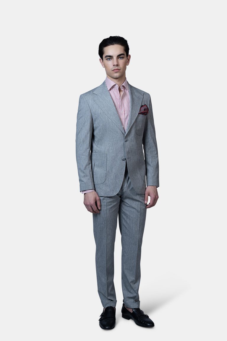 Light Grey Linen Unlined Suit