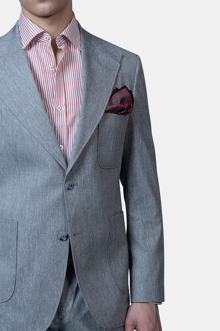 Light Grey Linen Unlined Suit - Image 2