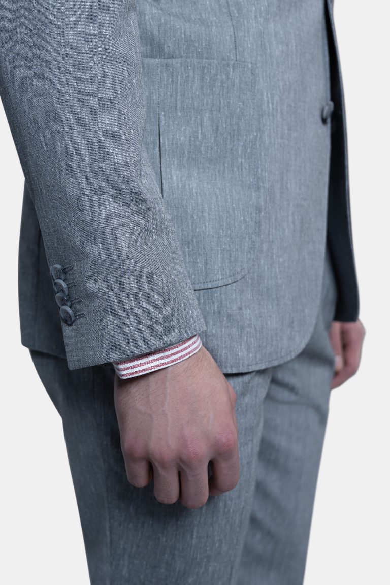 Light Grey Linen Unlined Suit - Image 3