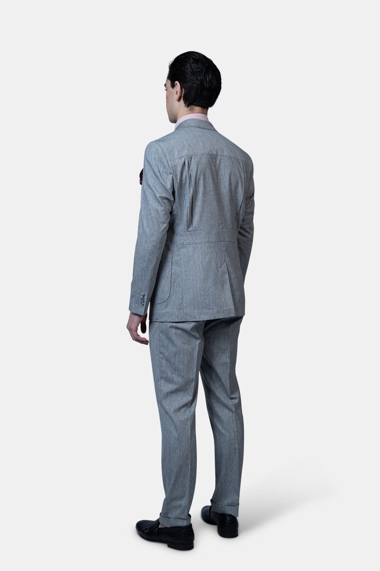 Light Grey Linen Unlined Suit - Image 4