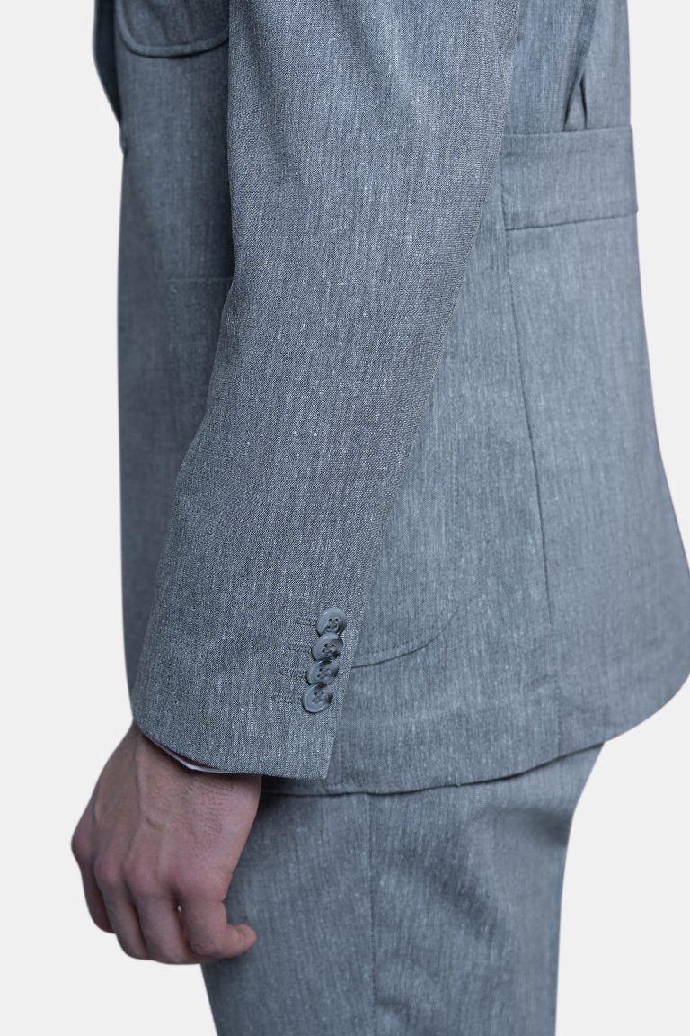 Light Grey Linen Unlined Suit - Image 7