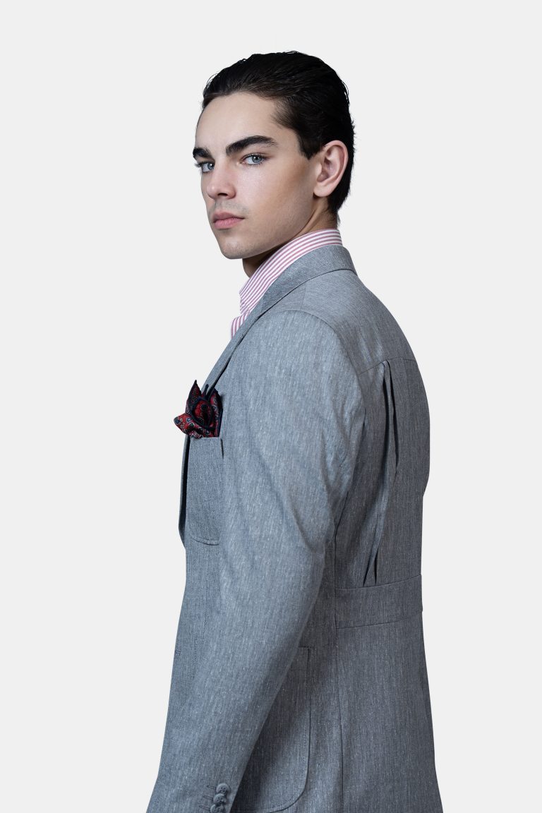 Light Grey Linen Unlined Suit - Image 8